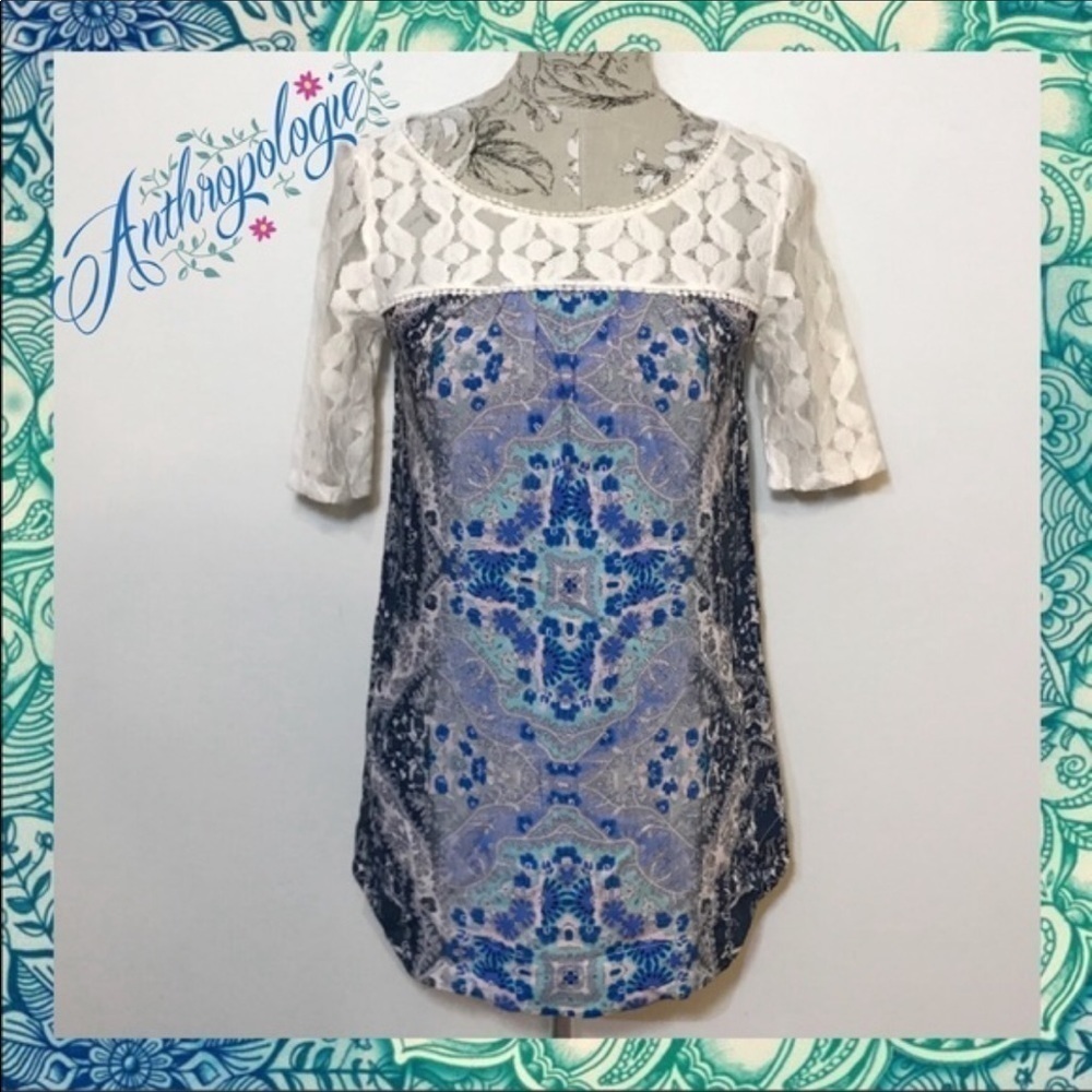 anthro Akemi + Kin Boho Lace Mixed Media T…